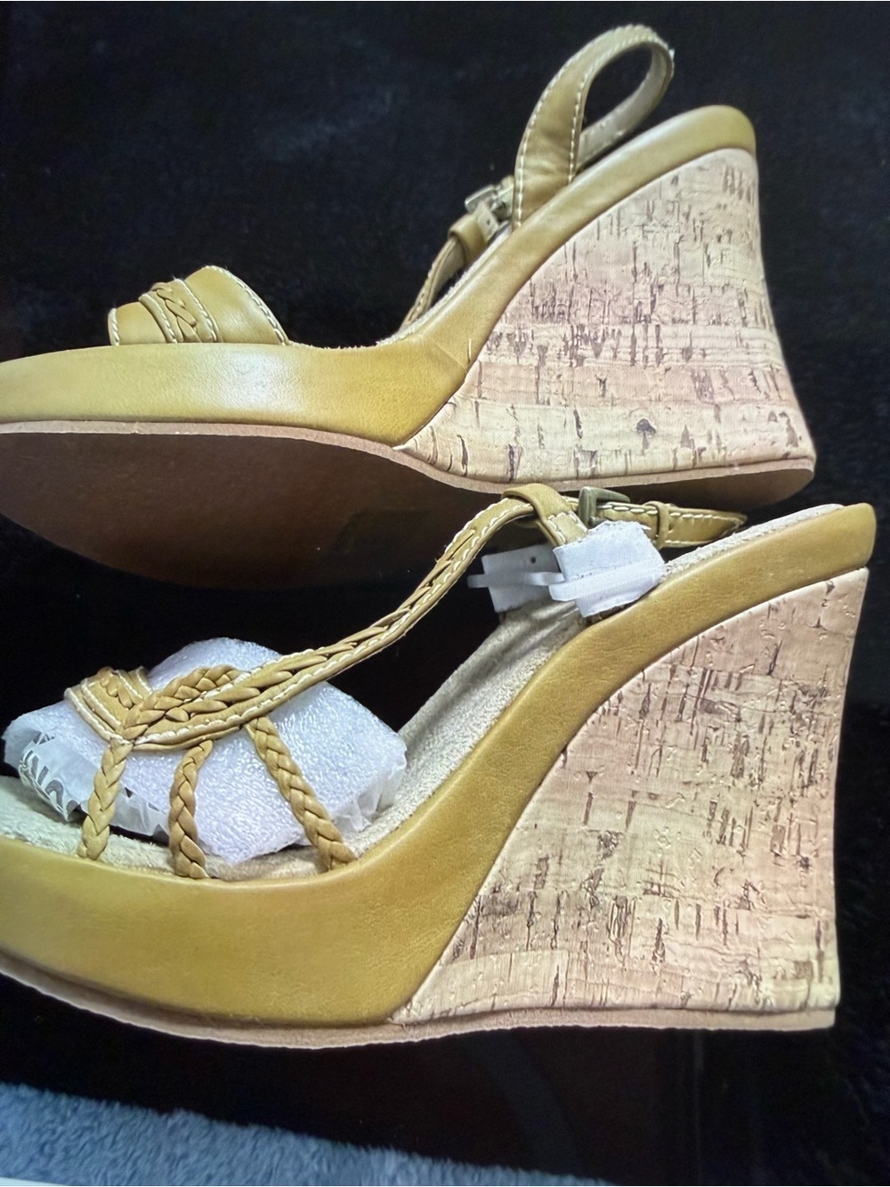 Bonnibel Gold and Tan Wedge Sandals - Picture 10 of 13